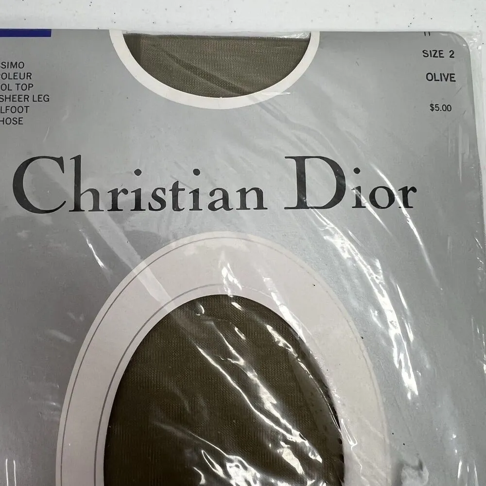Vtg Christian Dior Panty Hose Stockings Nylons Olive Size 2 Fits 155-170 lbs USA - Image 5