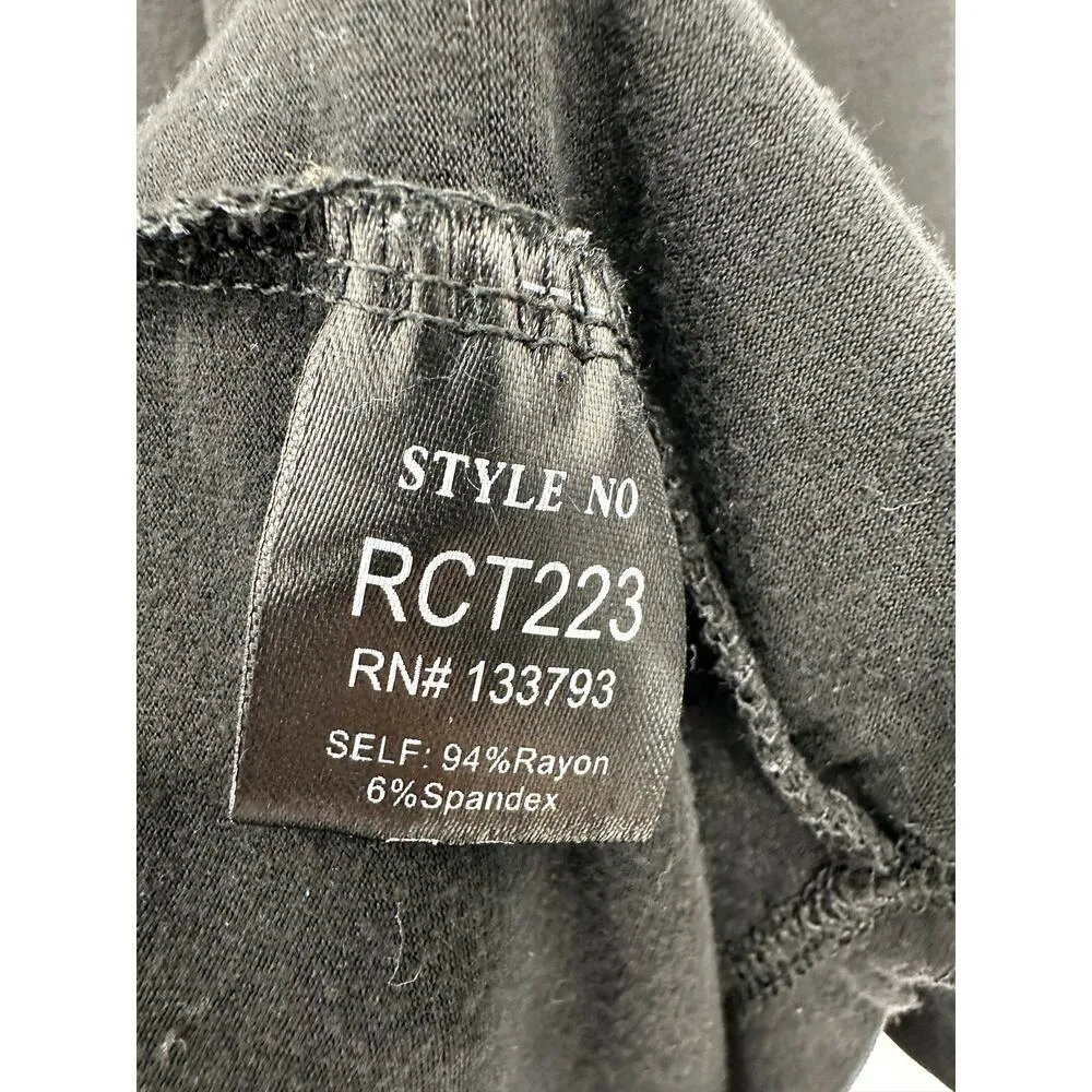 POL Babydoll Top Women Small Black Grunge Goth Boho Witch 1/2 Sleeve Stretch - Image 8