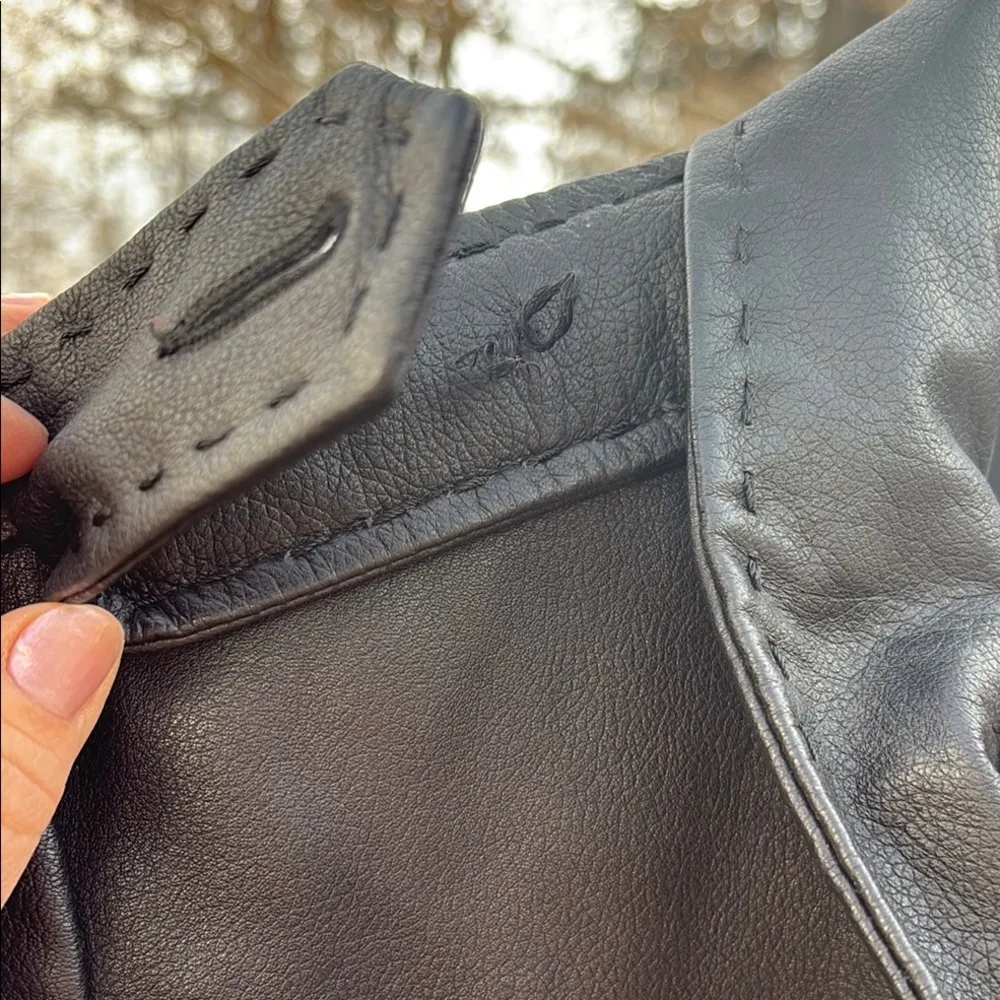 Vakko Black Leather Trench Coat Full - Image 4