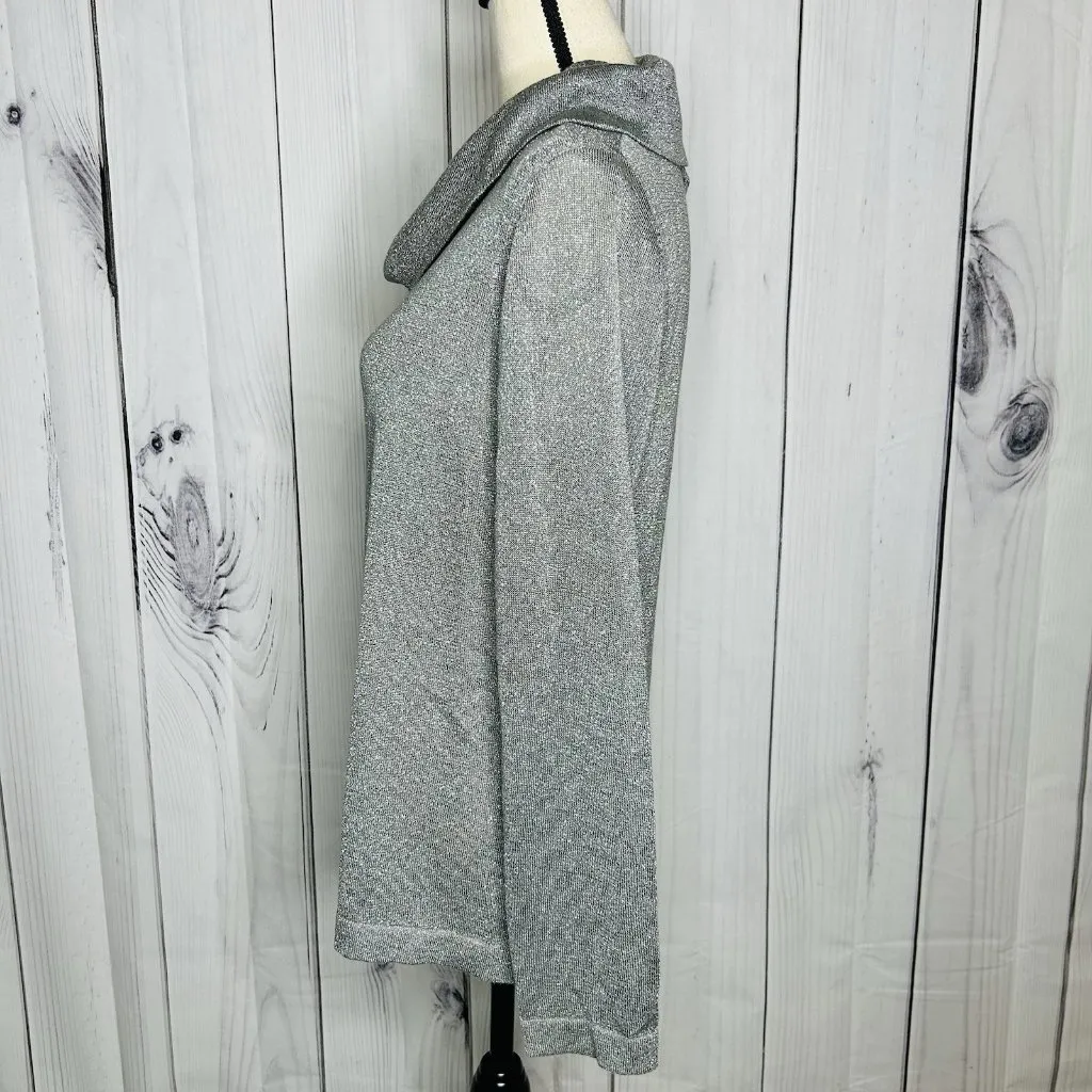 Coldwater Creek Gray Silver Cowl Neck Shimmery Long Sleeve Top Sz Medium (10-12) - Image 4