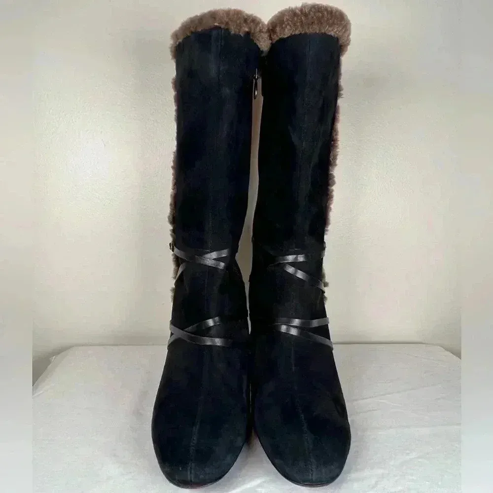 Circa Joan & David Dulcinea Black Suede Mid Calf Boot Women’s Size 8.5 Medium - Image 3