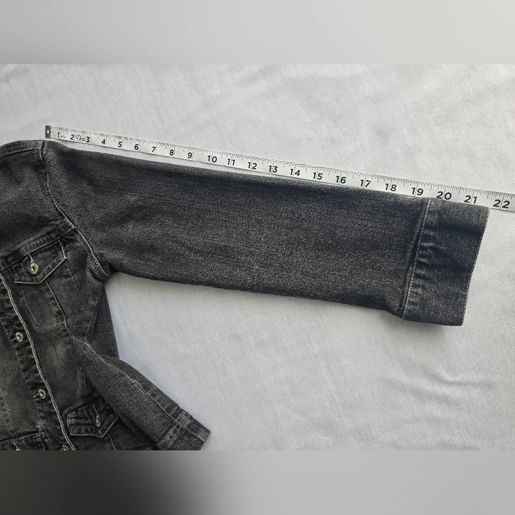 Chicos Platinum Black/Gray Denim Jacket Size 0 - Image 8