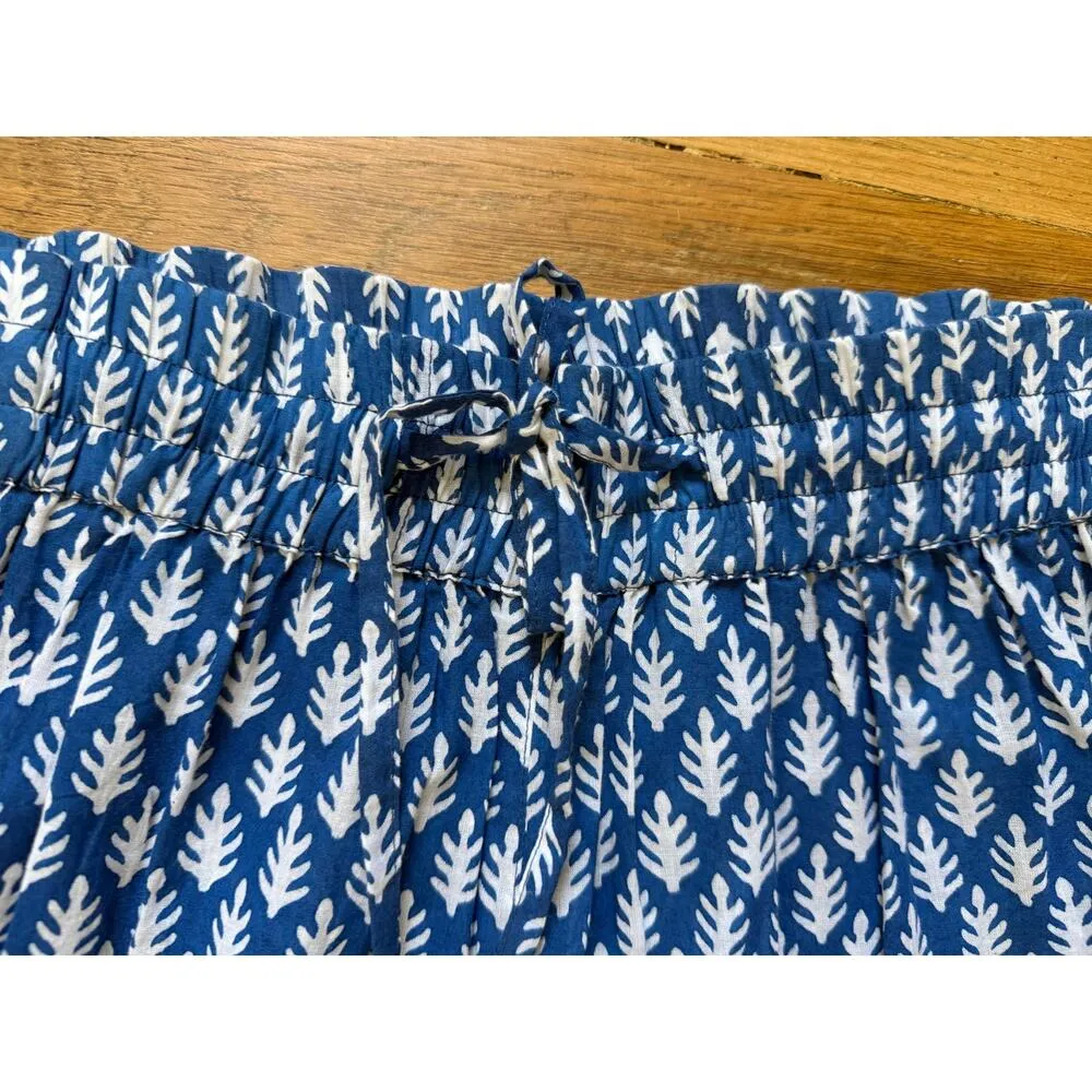 SZ Blockprints Blue Leaf Wide Leg Cotton Pants Size Small - Image 2