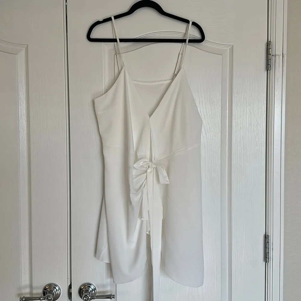 White Wrap Mini Dress - Image 3