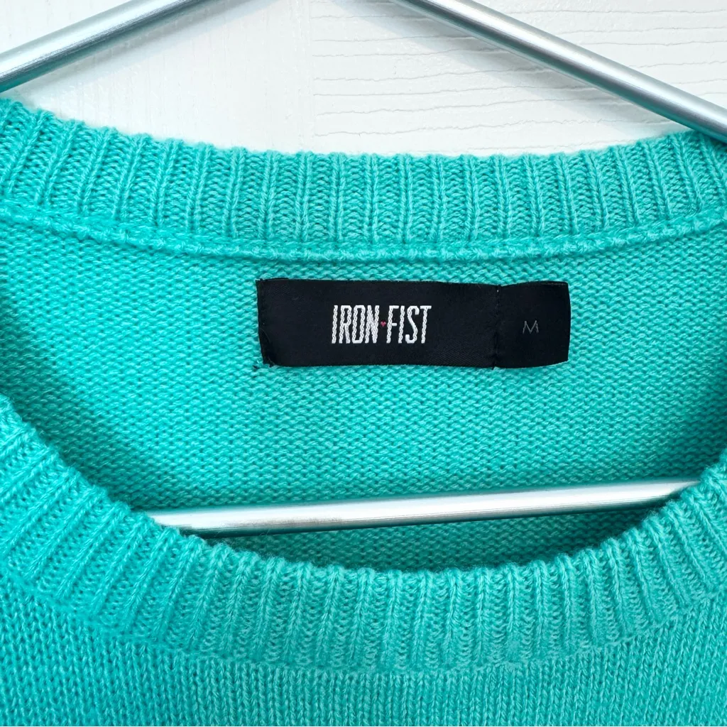 🌀 Iron Fist “Cyclo Burger” Sweater Teal | Size M | Like New - Image 3