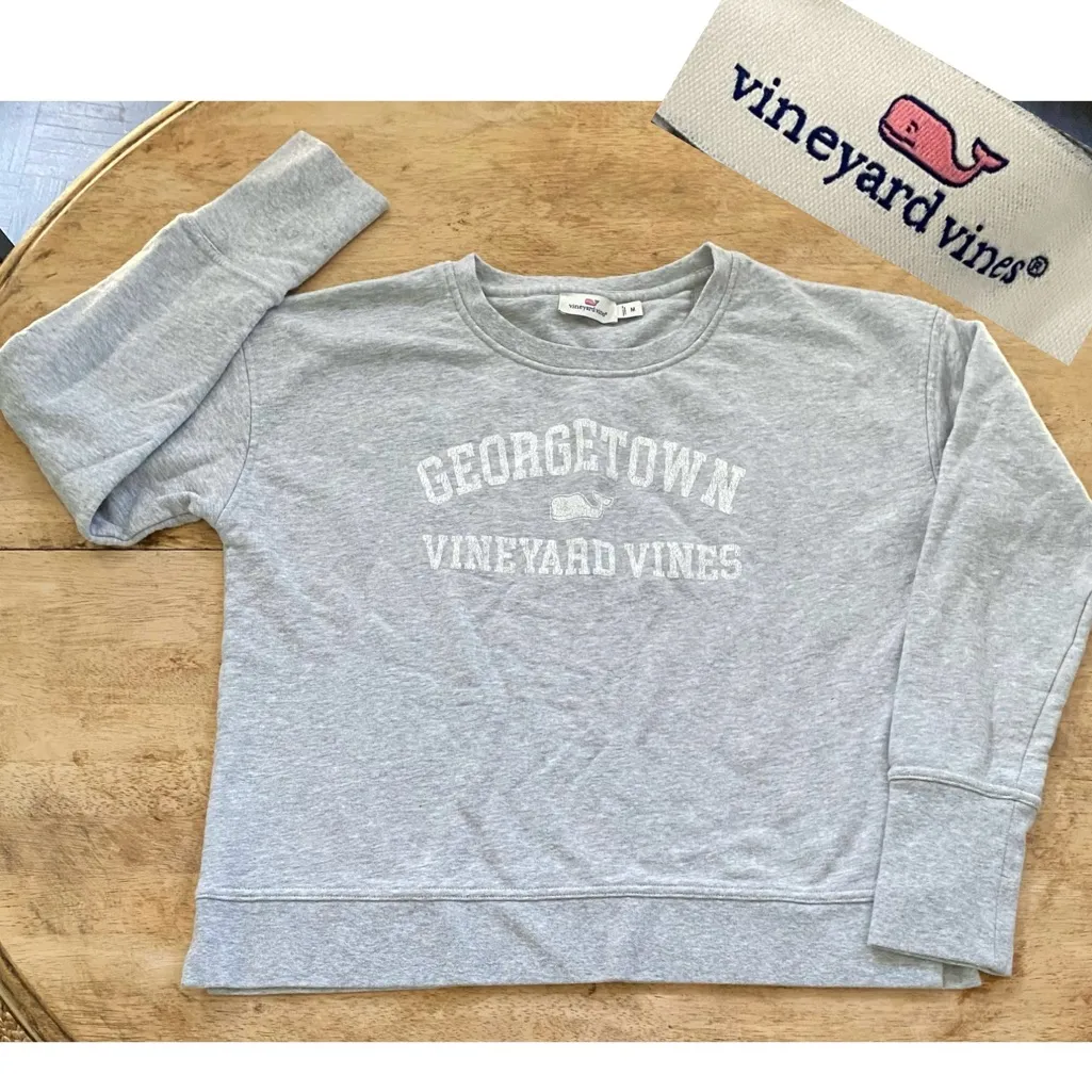 Vineyard‎ Vines Women’s Sz M Gray Cotton Georgetown Sweatshirt - Image 2