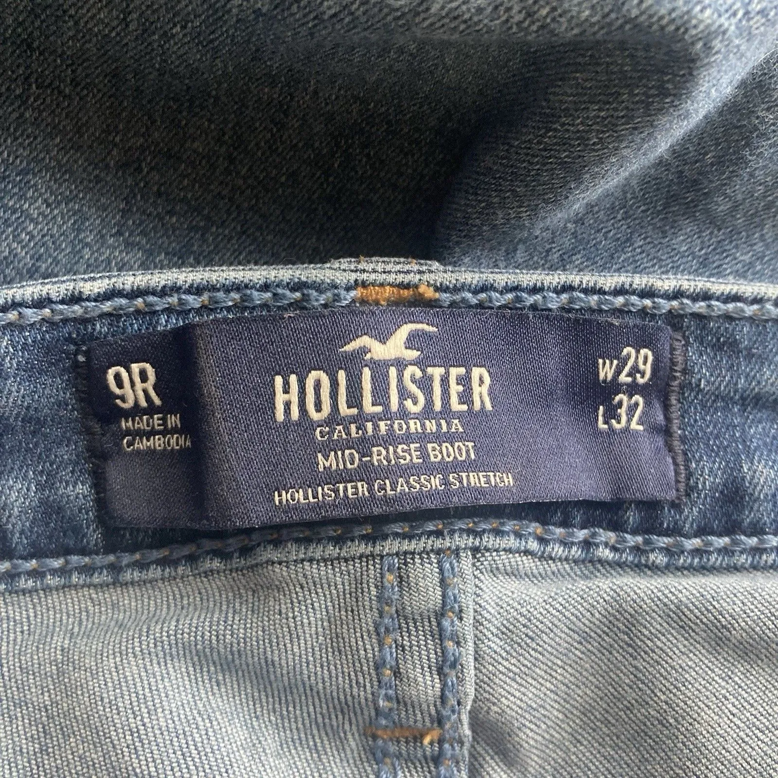 Hollister Jeans 9R 28x31 (actual) Bootcut Straight Stretch Denim Preppy Blue - Image 7