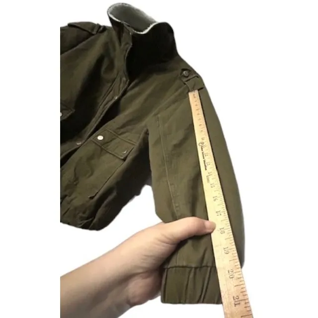 Garage L Olive Green‎ Utility Bomber Jacket Sherpa Collar Gorpcore Grunge Urban - Image 5