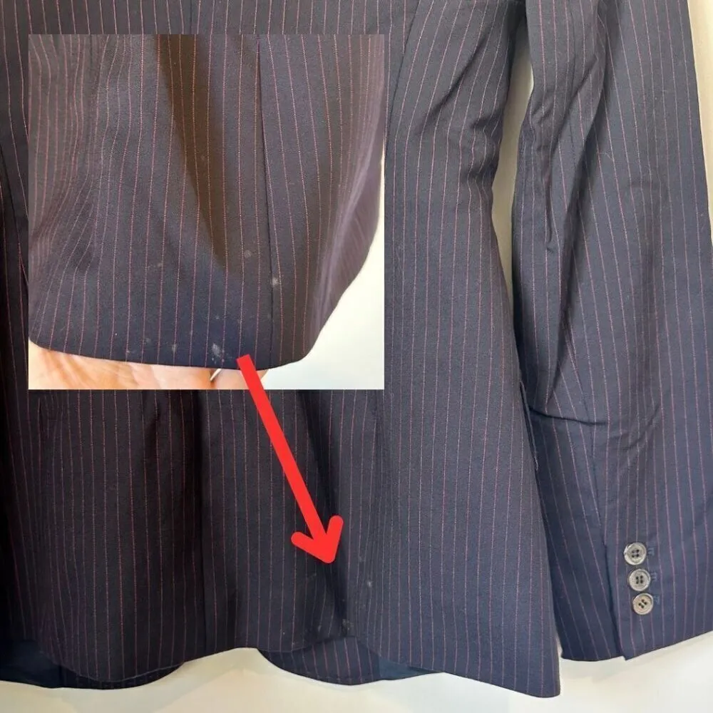 Michael Kors Navy/Red Pinstripe Blazer - Size: 8 - Image 5