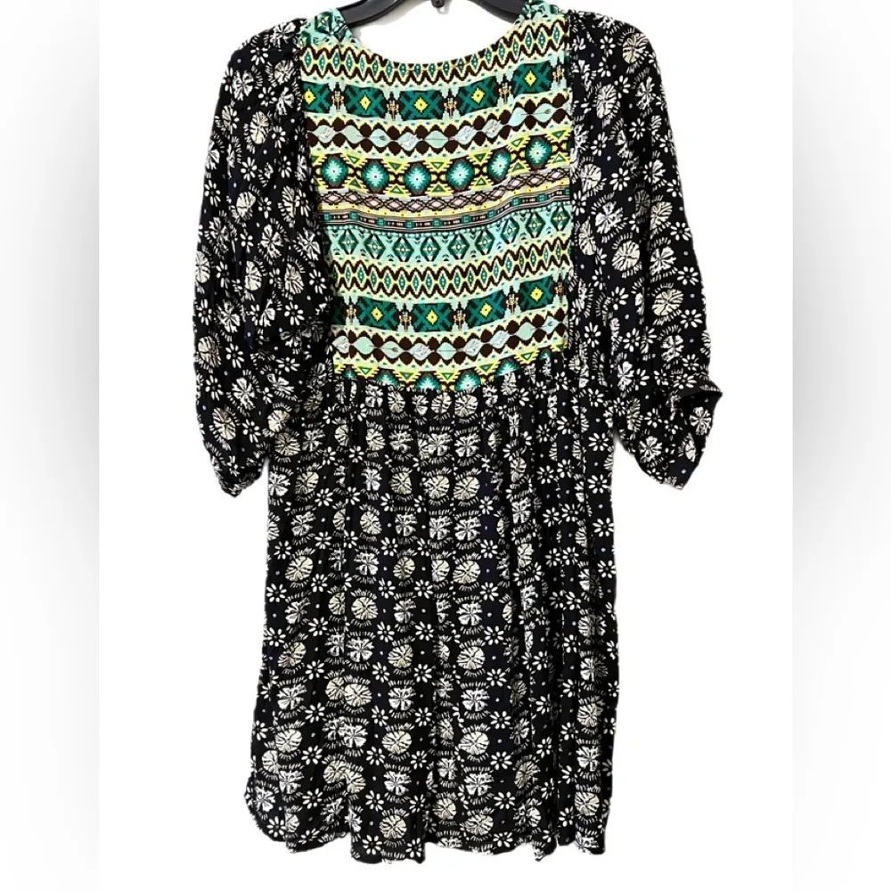 UMGEE womens small tunic dress geometric print sleeves around elbow v neck - Image 11