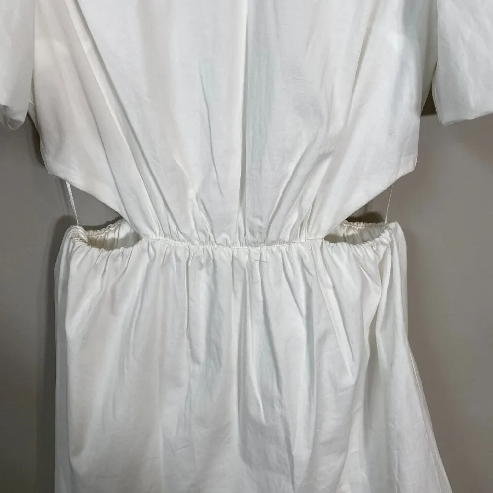 WAYF Puff Sleeve Cutout Ruffle Mini Dress Womens Small* White Fit & Flare Bridal - Image 9