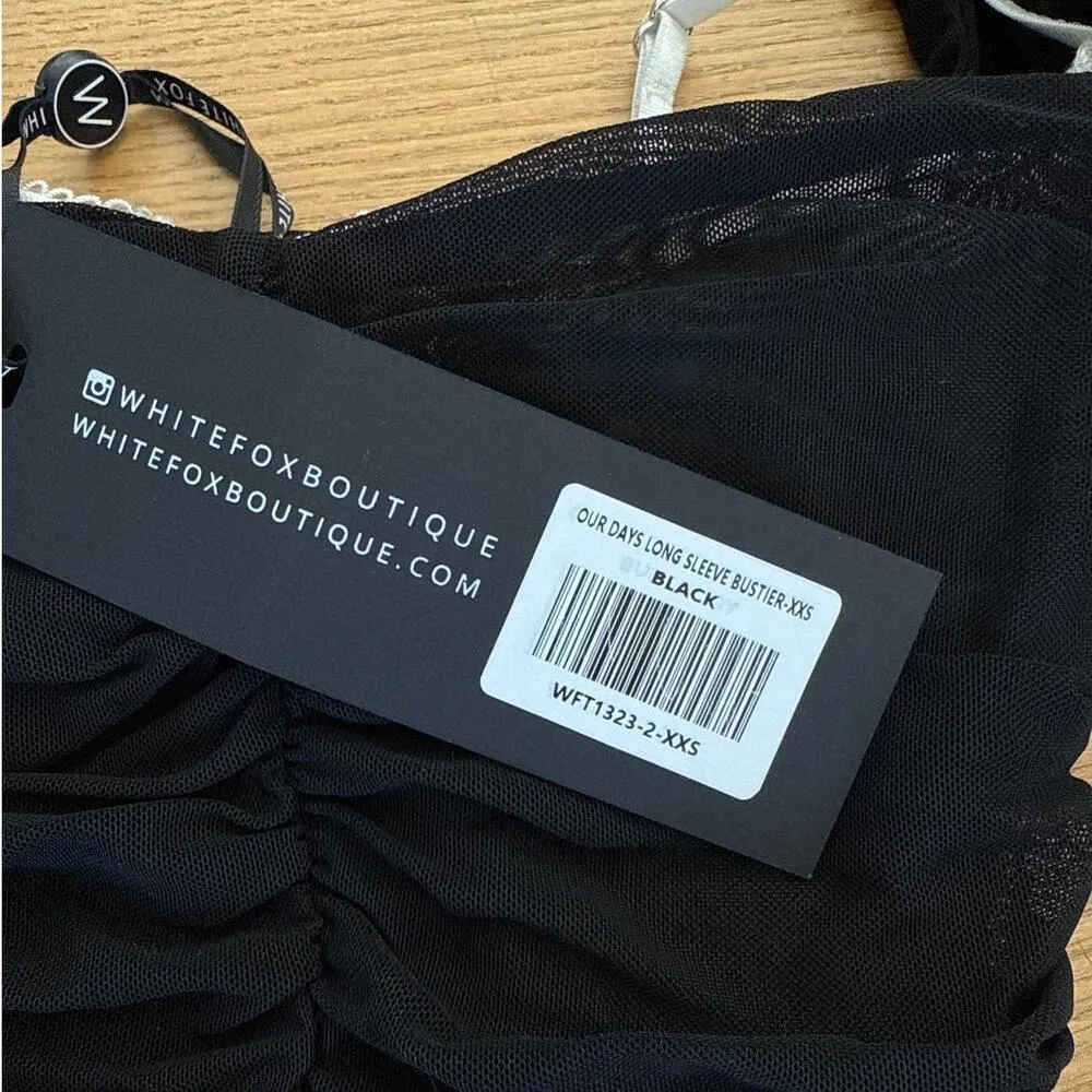 White Fox Boutique - Our Days Long Sleeve Bustier in Black & White - Image 4