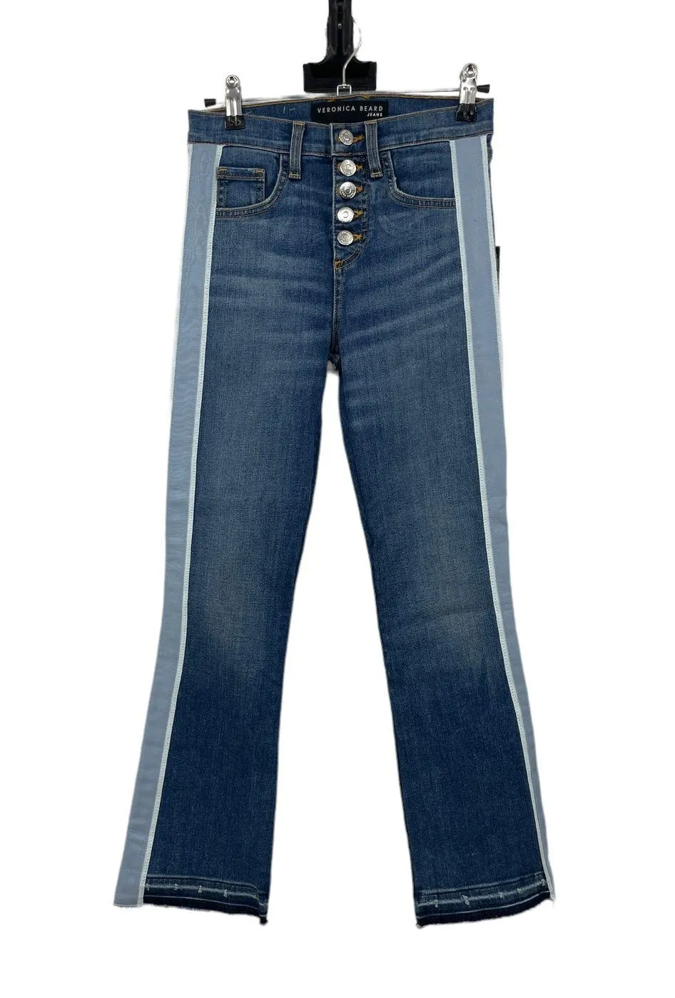 Veronica Beard Jeans Womens 24 Carolyn Tuxedo Stripe Baby Boot Blue NWT - Image 4