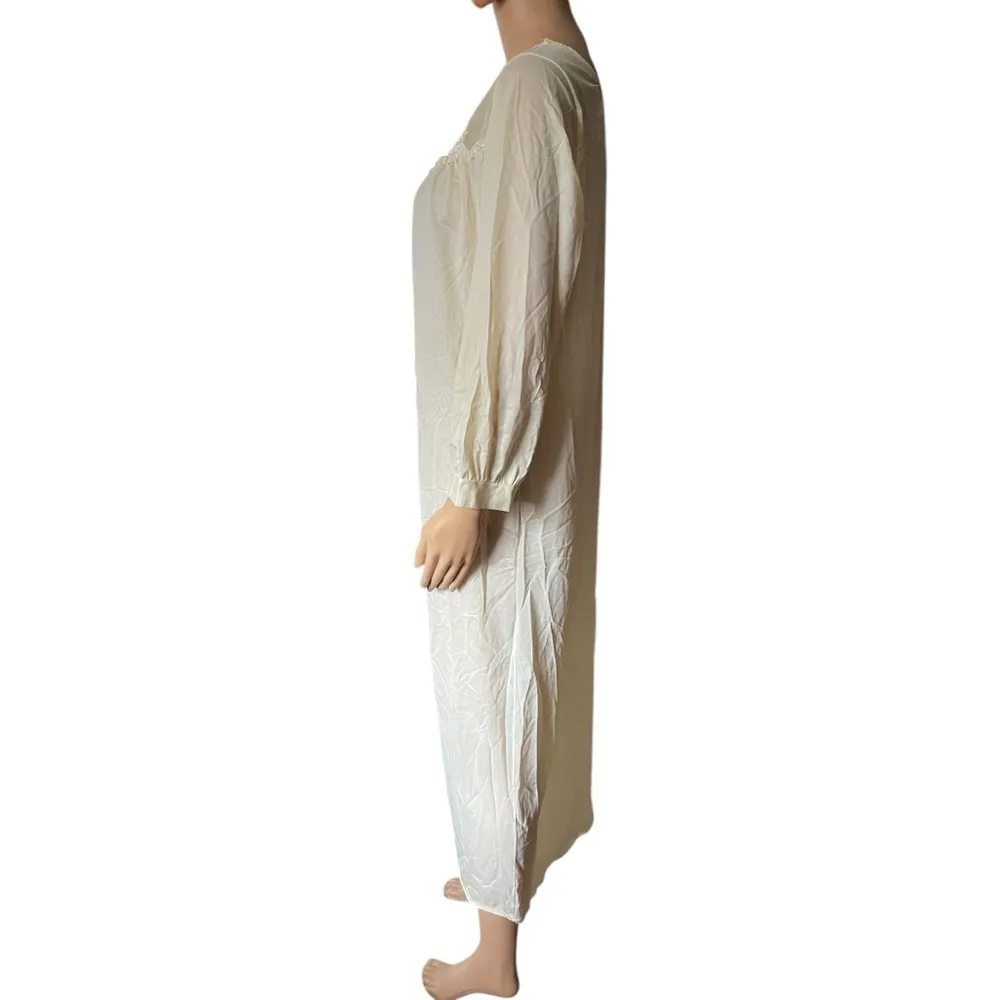 Deena Vintage 60s Yellow Lace Romantic Floral Ruffle Lingerie Midi Sleep Dress - Image 4