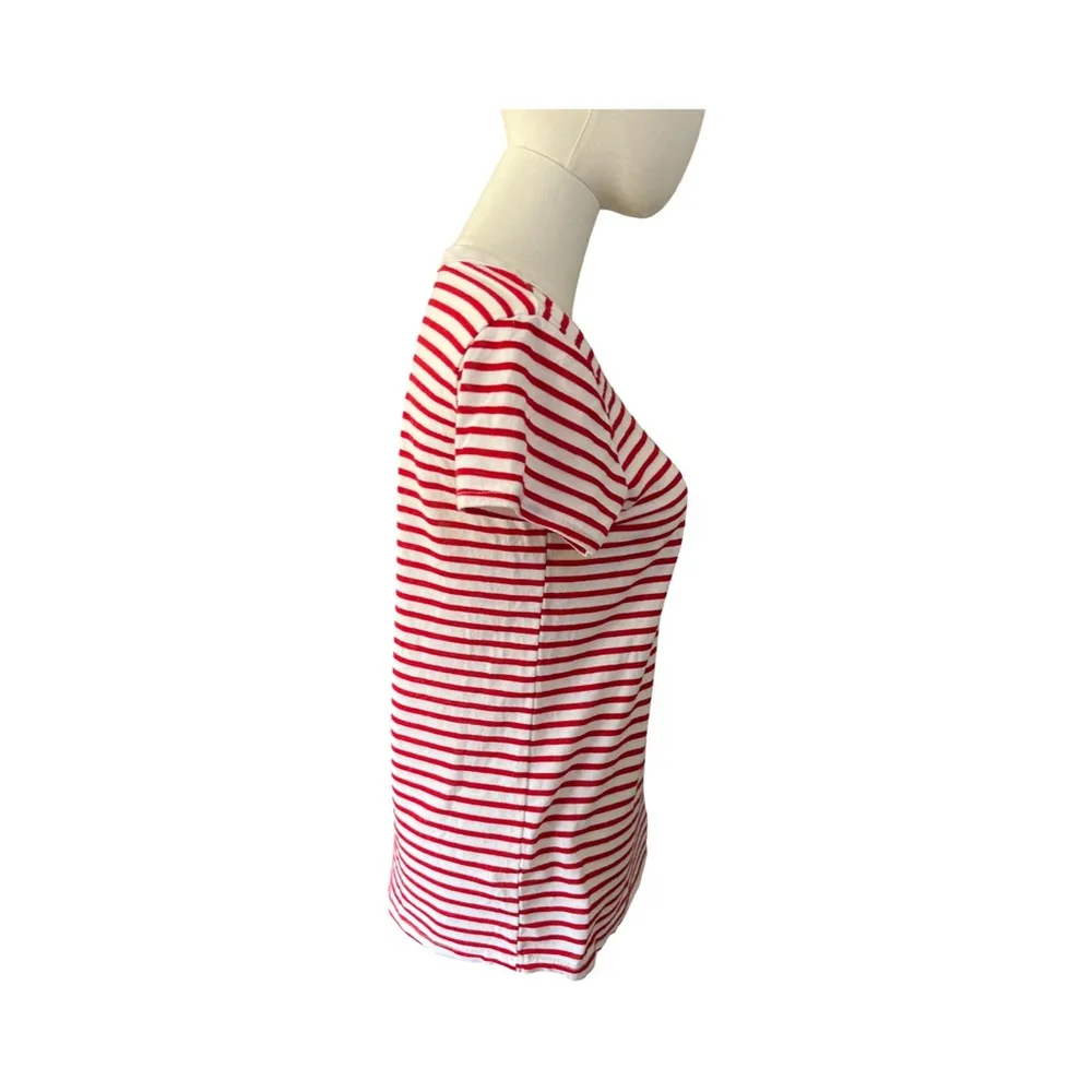 John Galt Red White Striped Tee Shirt OS Made in Italy Cotton Stretch - Image 3