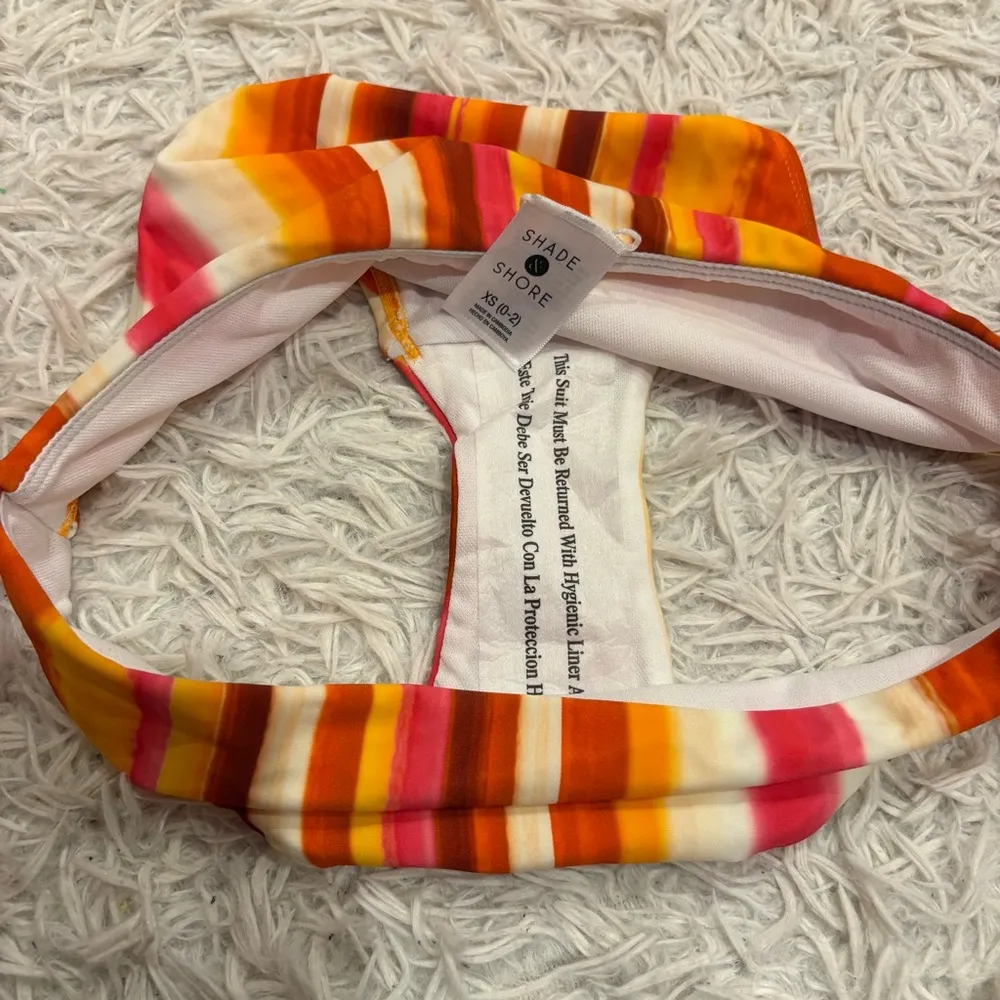 Shade & short striped low rise cheeky bikini bottom orange‎ red size XS - Image 6