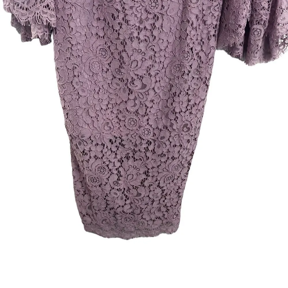 Bardot Solange Lace Midi Dress Purple Lilac 3/4 Bell Sleeves NWT - Image 5
