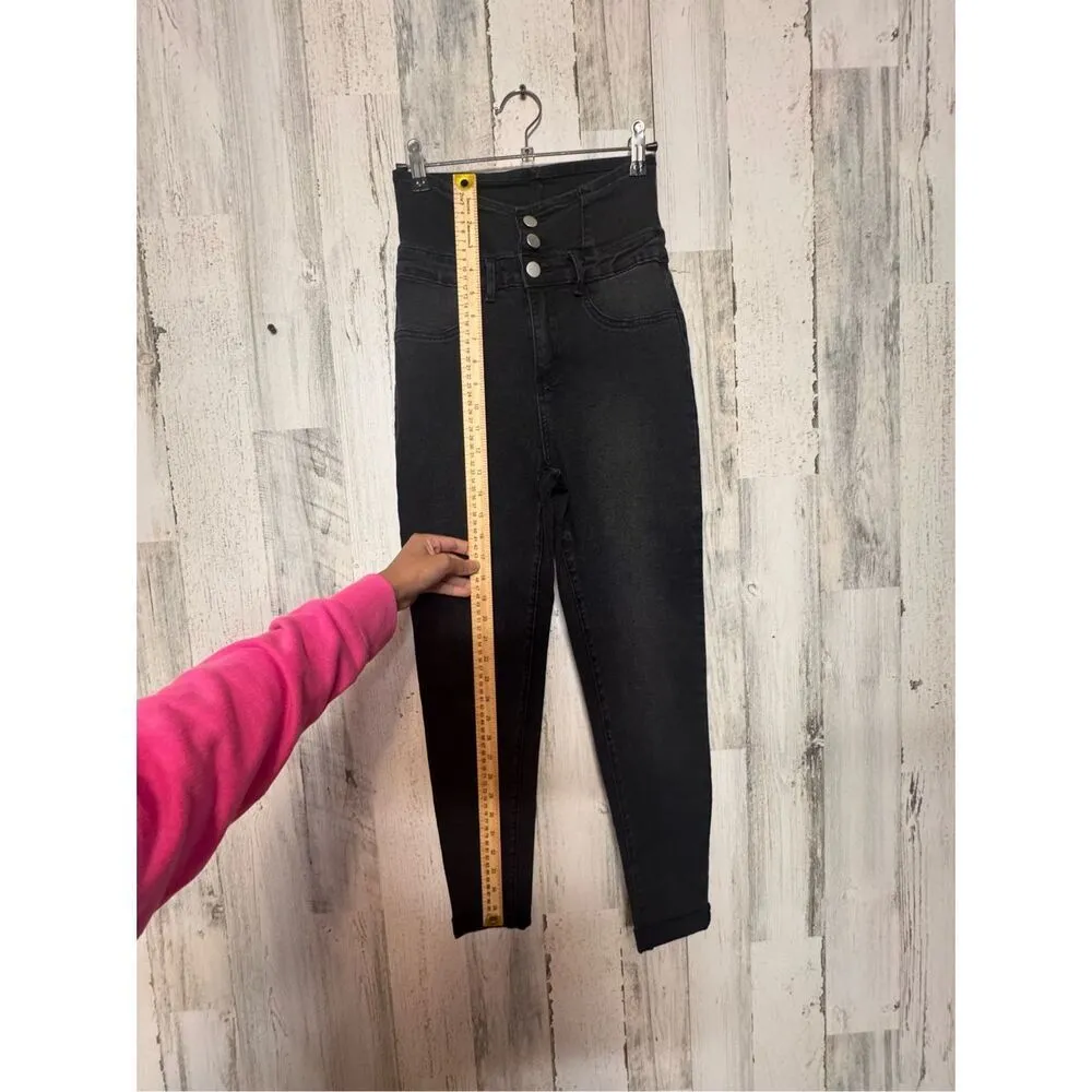 Shein Black High Waist Skinny Jeans – Size 26 Small Black - Image 9