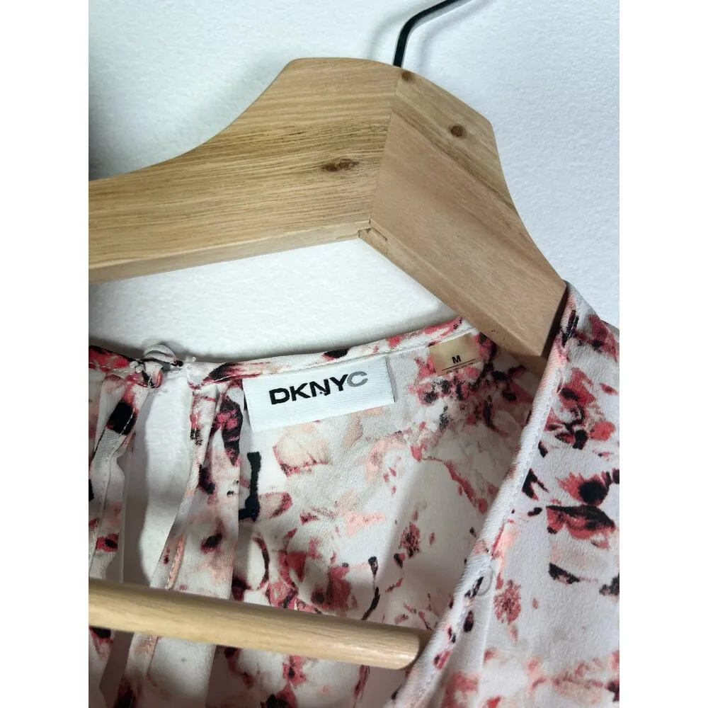 DKNYC Floral Pleated Tulip Scoop Neck Sleeveless Blouse M Size M - Image 5