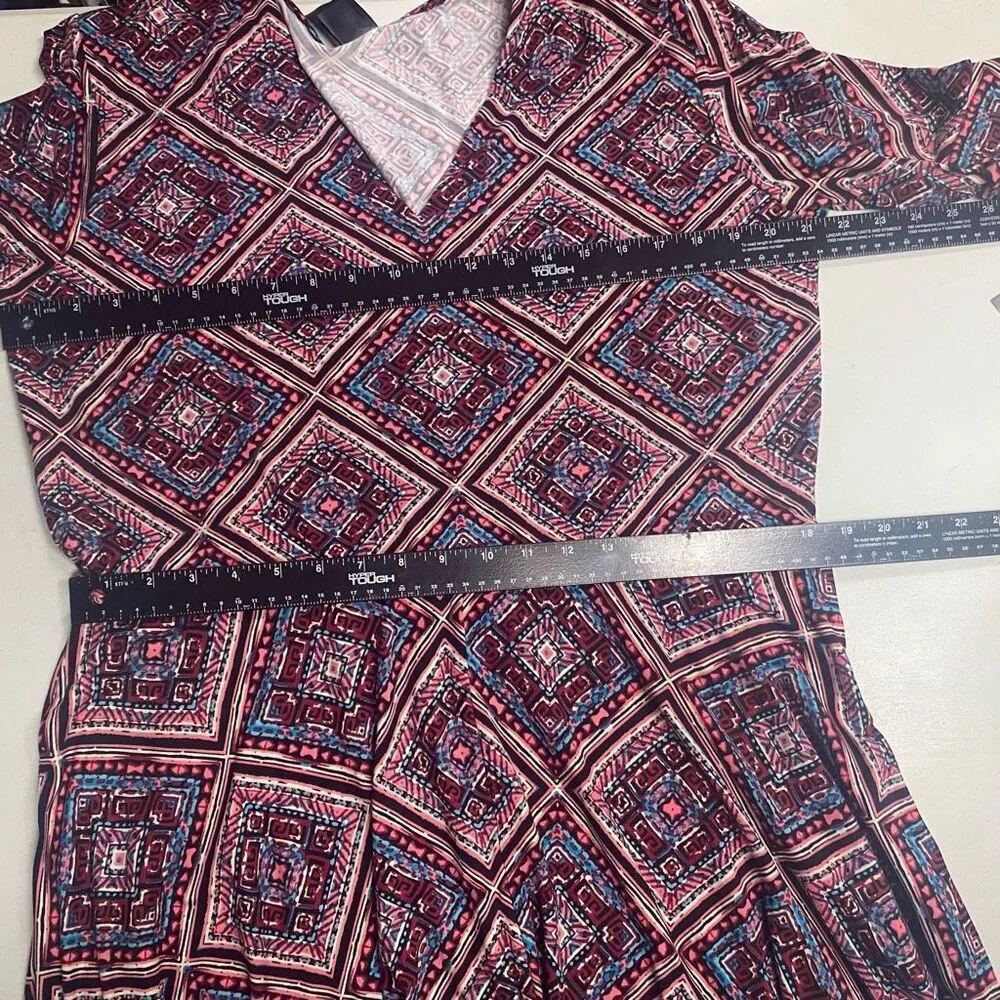 AGNES & DORA Women’s‎ Scarf  Dress Size 2X Pockets  Burgundy Pink Blue Stretchy - Image 7