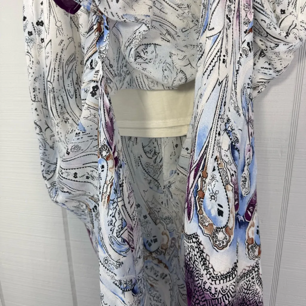 White House Black Market Purple Paisley Patterned Maxi Skirt Front Slits 10 - Image 3