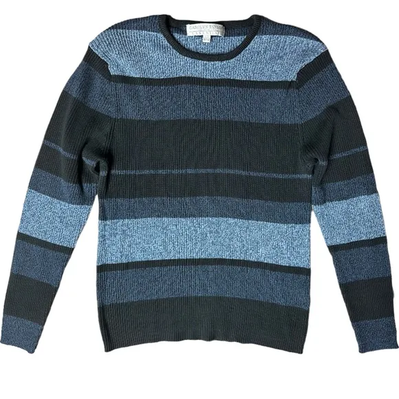 Carolyn Taylor Vintage Color Block‎ Crew Neck Sweater Blue Gray Black Size L - Image 3