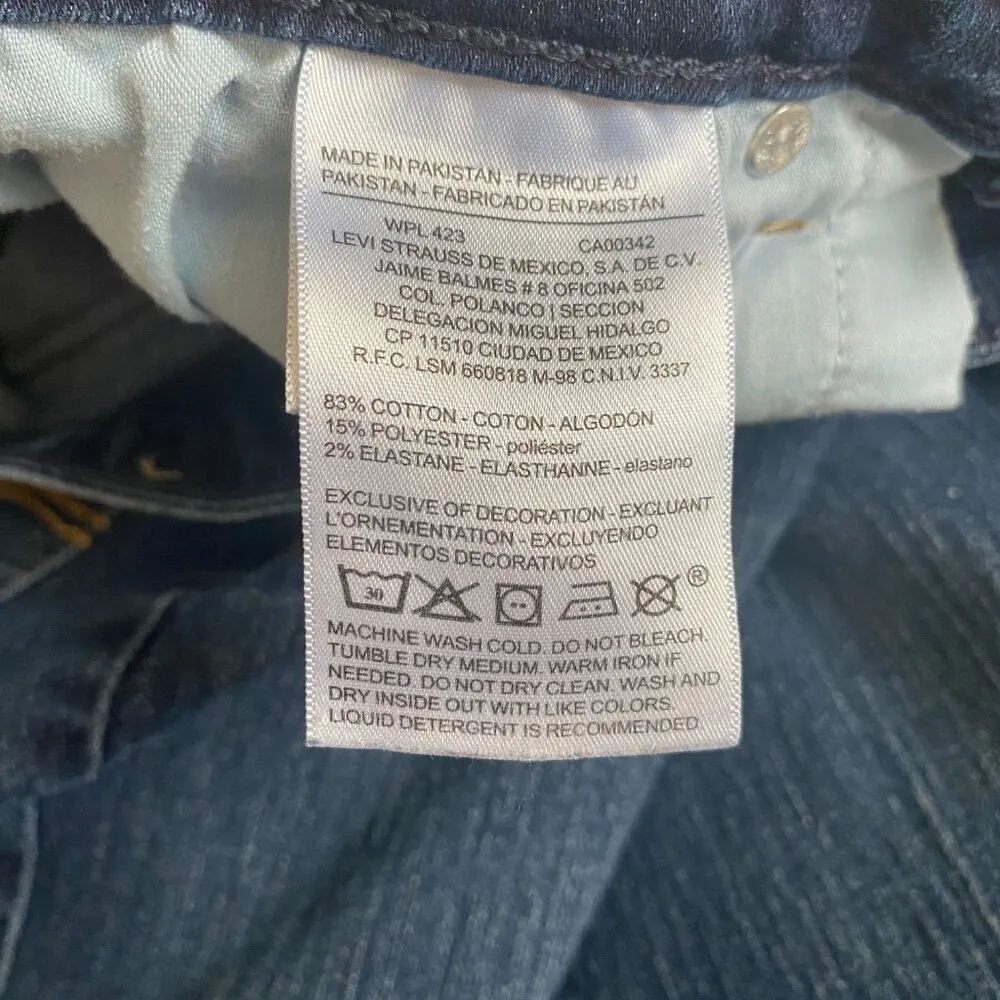 Levi Strauss modern boot cut women's 10L dark wash stretchy blue denim jeans - Image 9