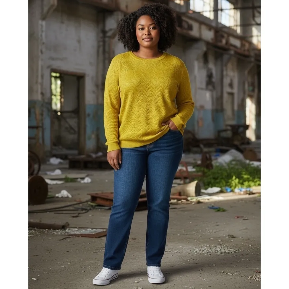 LOFT Yellow Chevron Knit‎ Cotton Sweater Size S Trendy Workwear Career Blouse # - Image 9