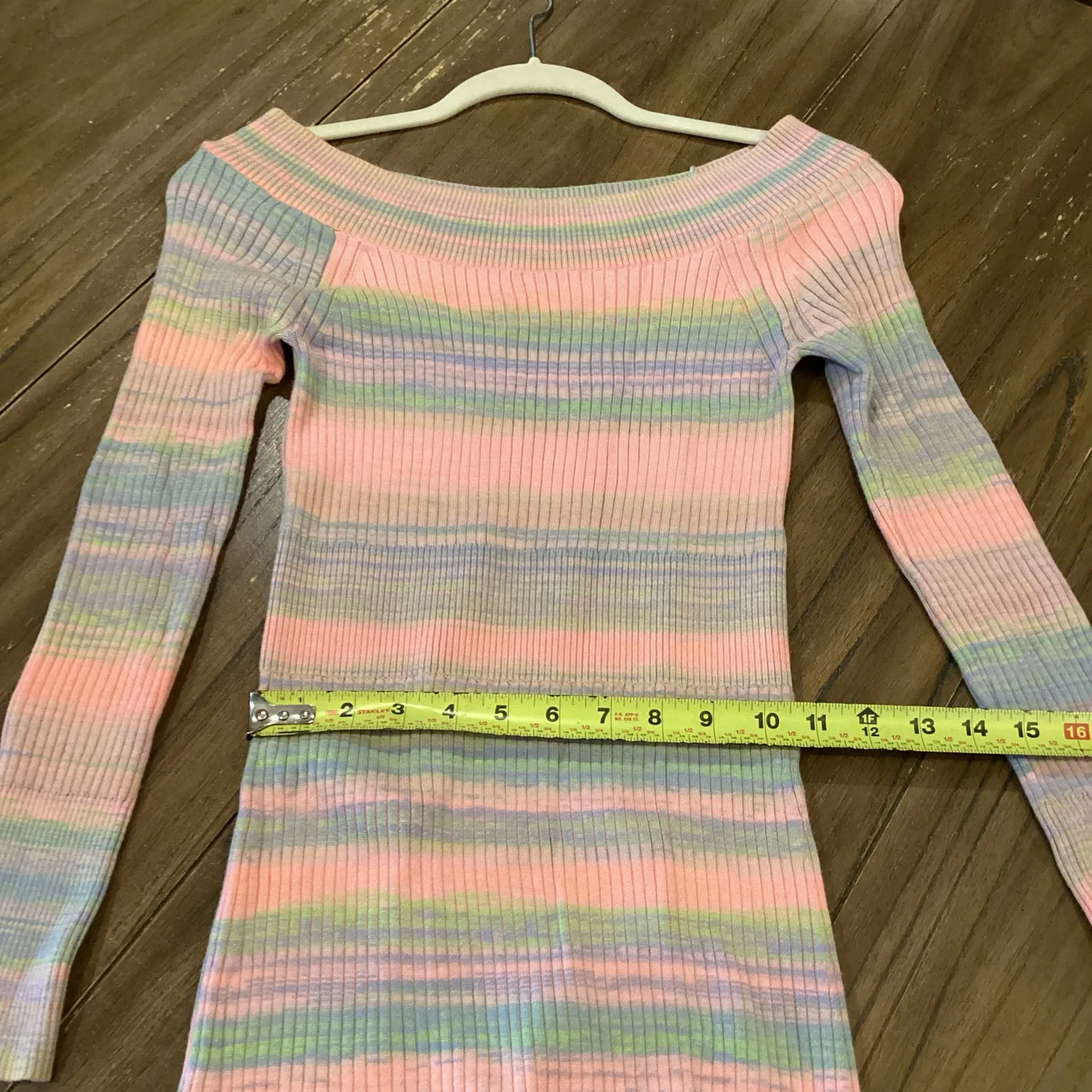 Daily Practice by Anthropologie Ribbed long sleeve stripe Sweater midi Dress S Pink - Image 6