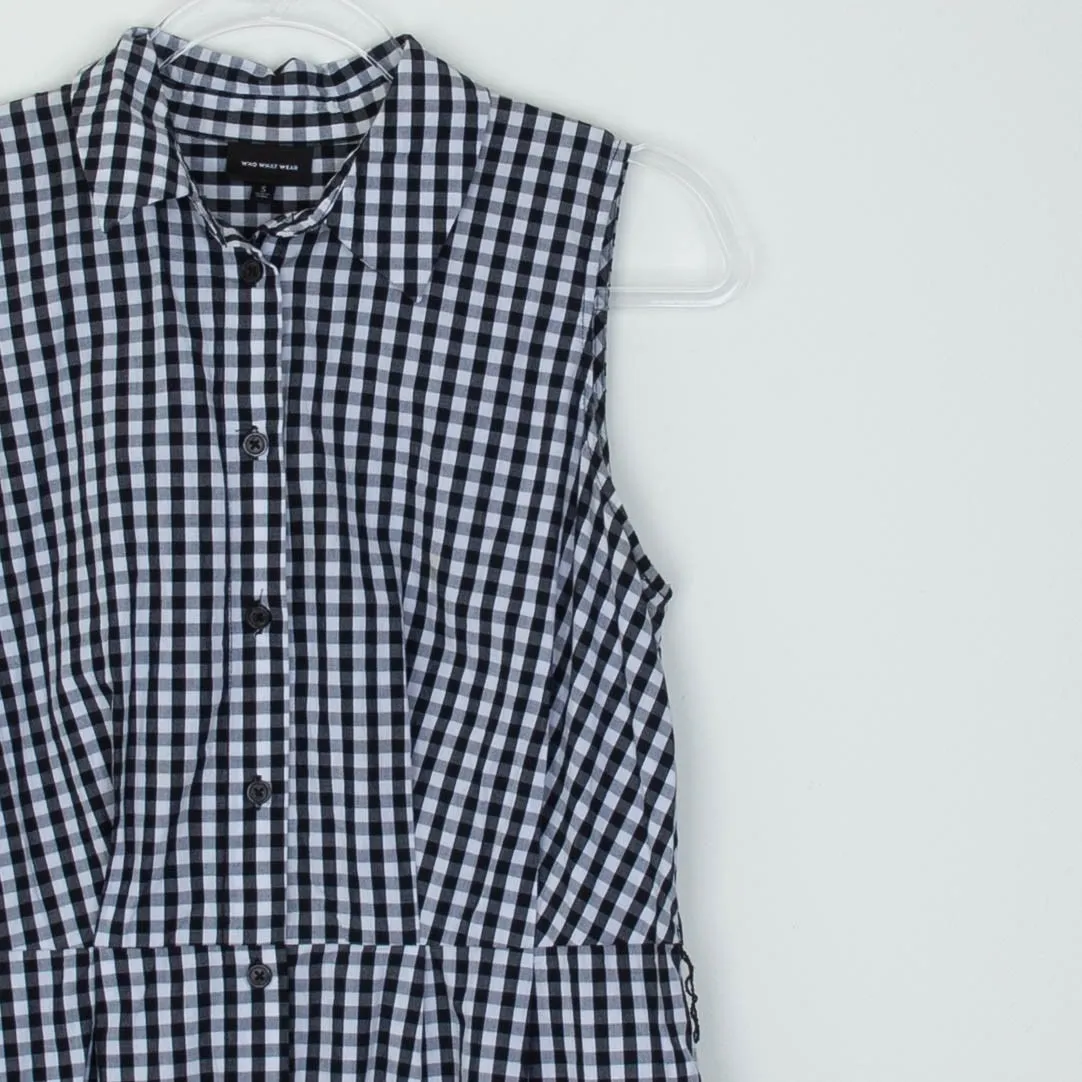Who What Wear Womens Gingham Sleeveless Button Front Midi Dress Size S Casual - Image 2