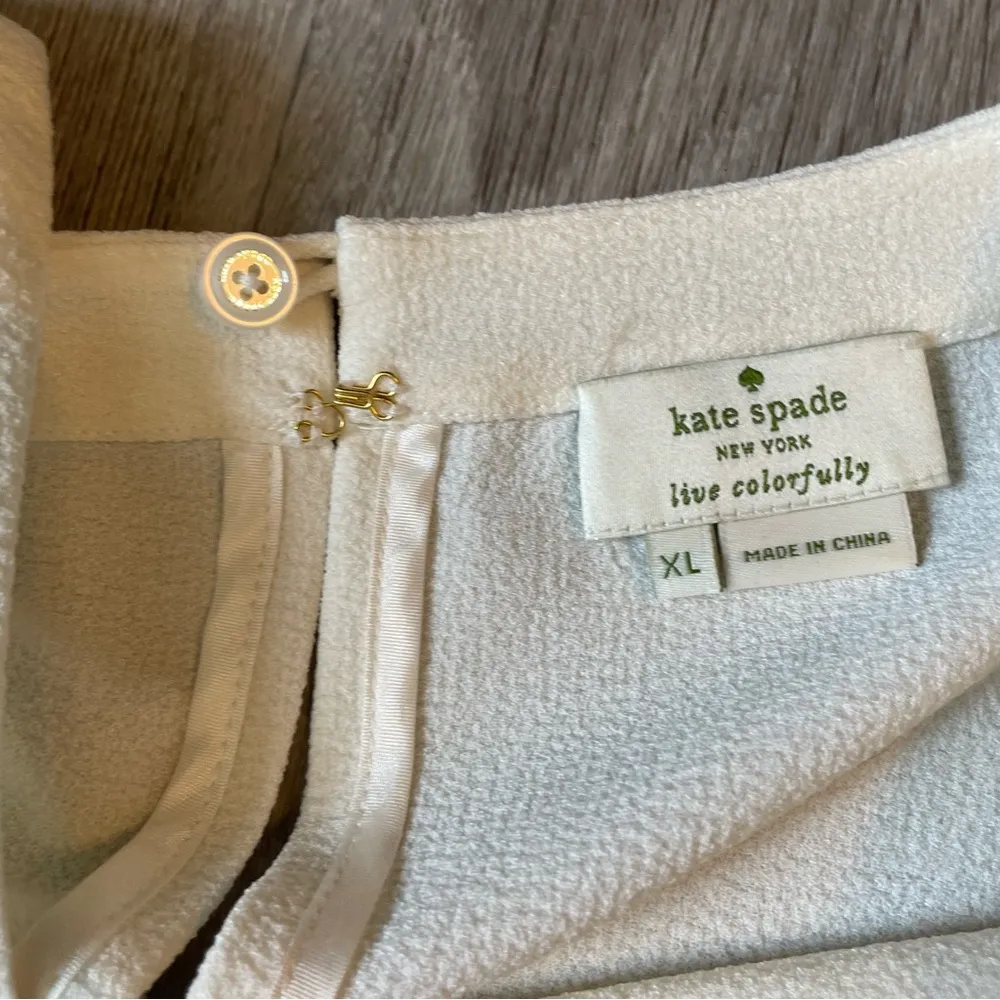 Kate Spade New York Womens Cream Crew Neck Bell Short Sleeve Blouse Top XL (y) - Image 4