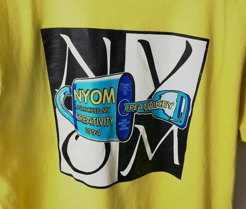 NYOM Vintage 90s Creativity Graphic Tee M USA Single Stitch 50/50 Yellow Unisex - Image 5