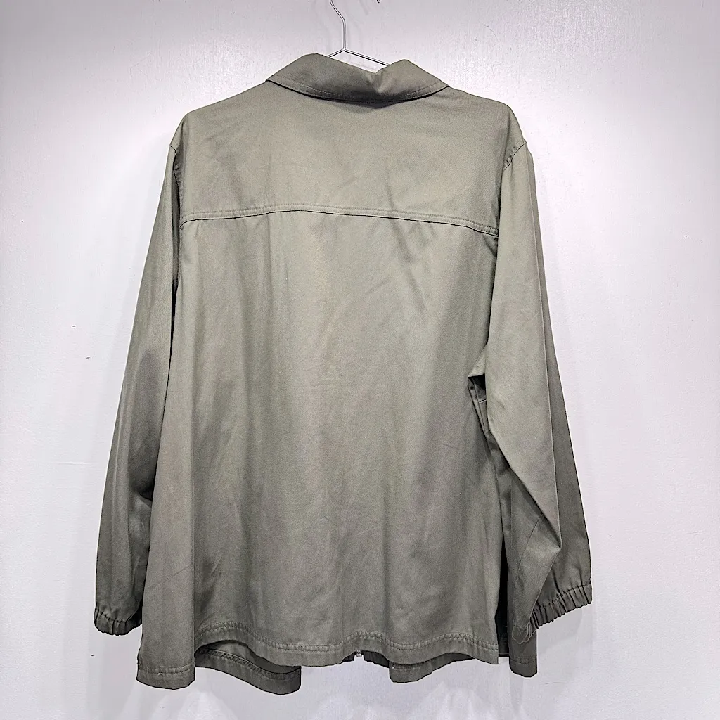 Vintage 90s Kmart Basic Editions Green Embroidered Silver Floral Smock Jacket 3X - Image 2