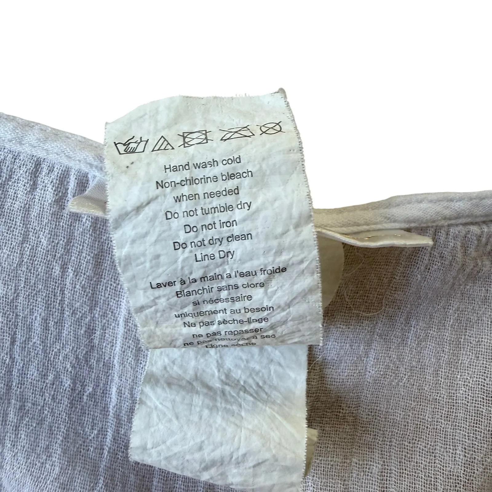 LA BLANCA White Lace Trimmed V Neck 3/4 Sleeve Tunic Cover Up Top, Sz L - Image 8