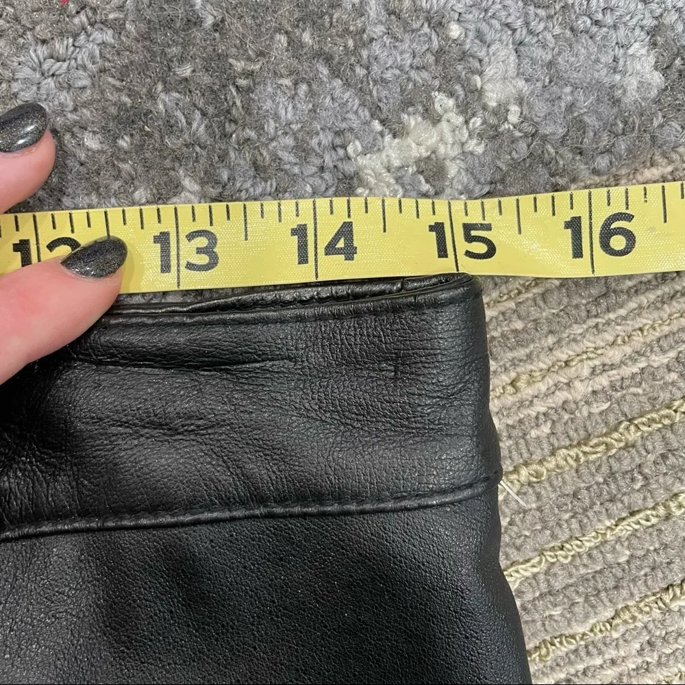 VTG Y2K Boutiue Europa Womens Genuine Black Leather Sz 8 TALL Pants Straight Leg - Image 12