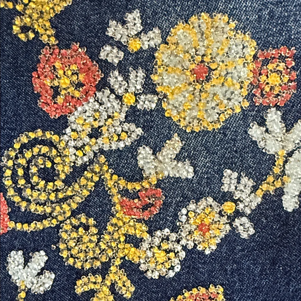 Joe Boxer Vintage Y2K Rhinestone Sparkling Floral Bootcut Jeans Women’s Size 9 - Image 9