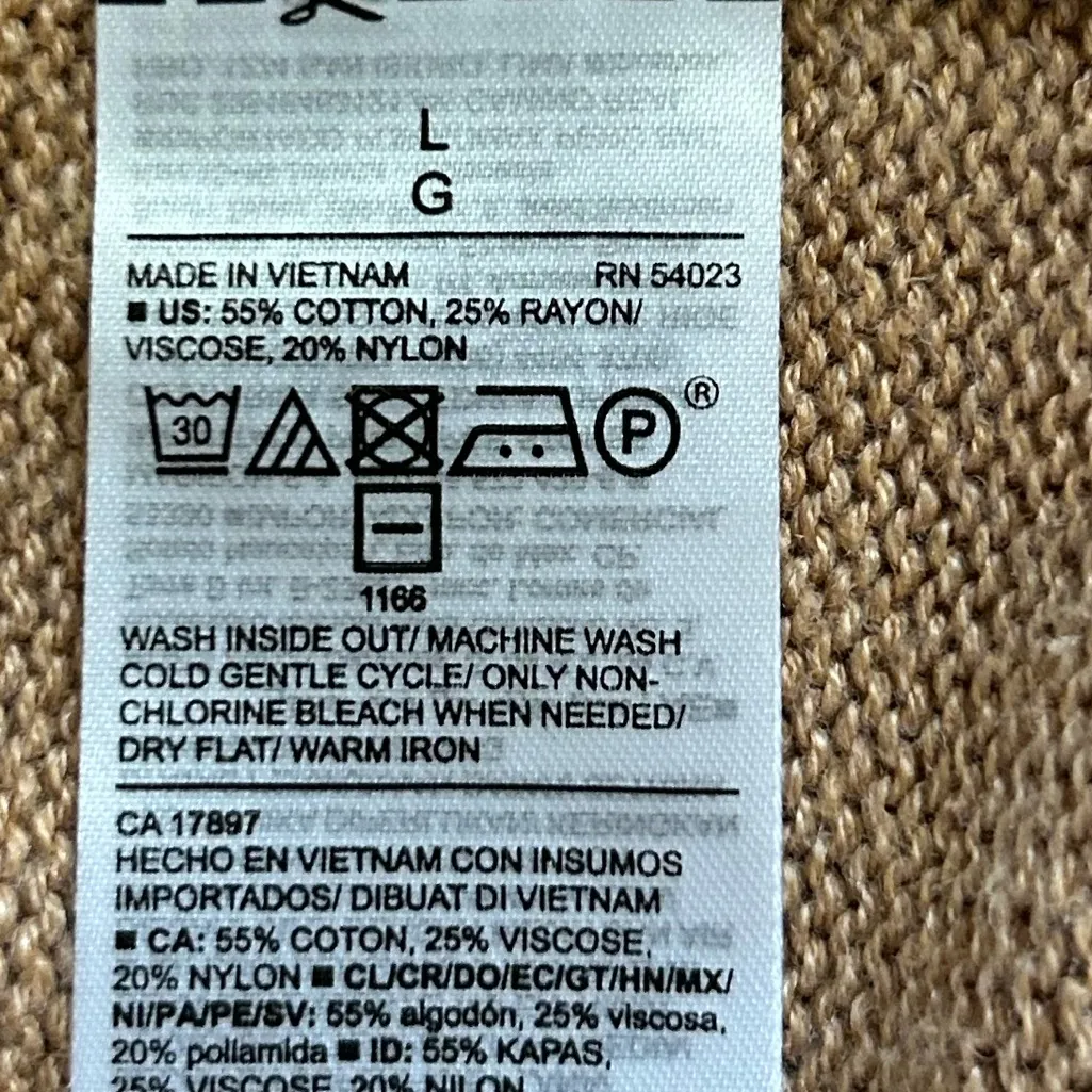 Old Navy Rib Trim V-Neck Sweater Camel Color Size Large - Image 5