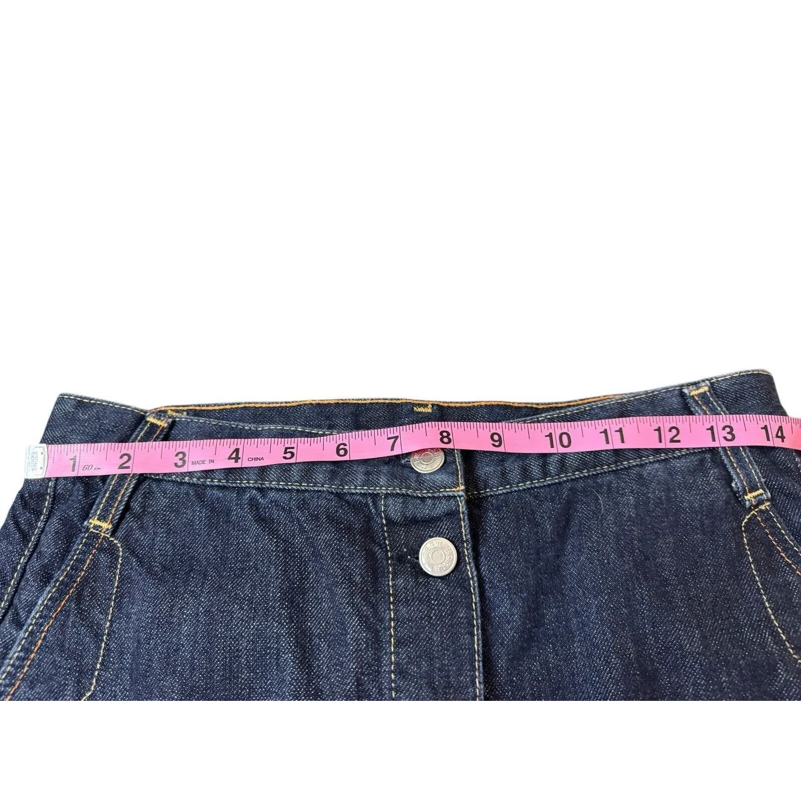 Vintage J CREW  Denim Jean Pencil Straight Stretch Dark Wash Skirt Size 2 Button - Image 3