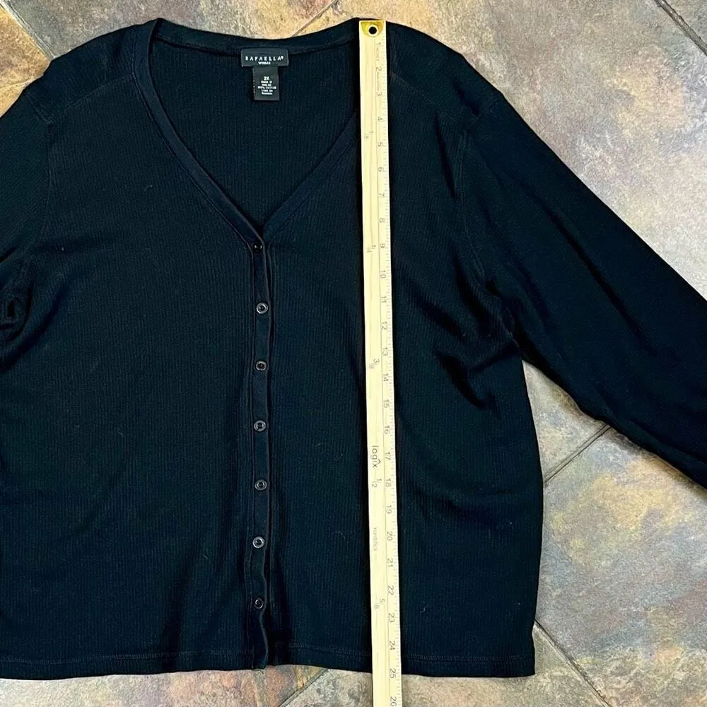 Rafaella Women’s Black Long Sleeve Ribbed Button Up Cardigan 2X - Image 5