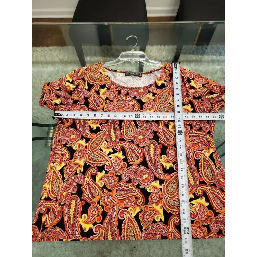 Elementz Women's Multicolor Polyester Short Sleeve Scoop Neck Top Blouse Size 2X - Image 10