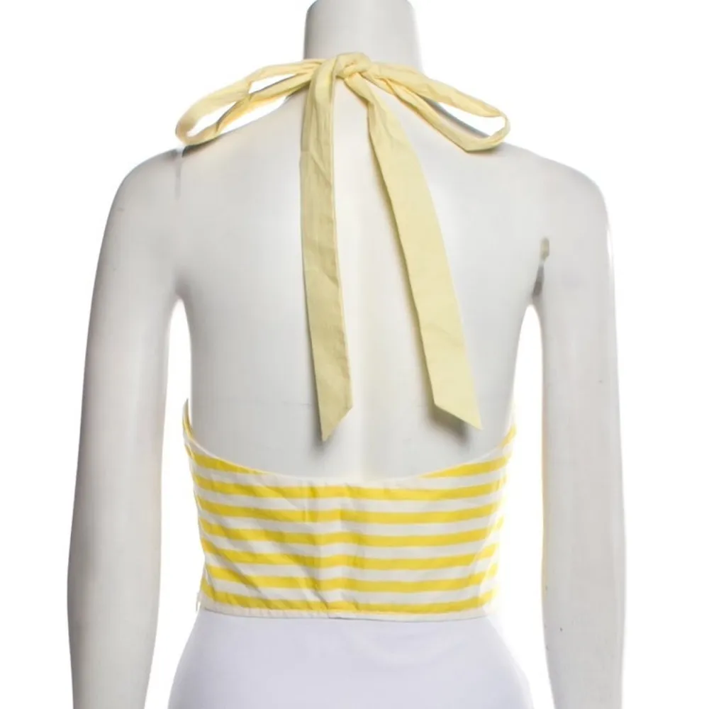 NEW STAUD Kai Striped Poplin Halter Top Yellow Stripped Size 12 - Image 2