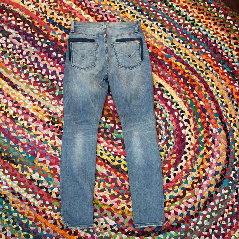 Hudson Barbara High Rise Super Skinny Distressed Denim Blue Jeans - Image 3