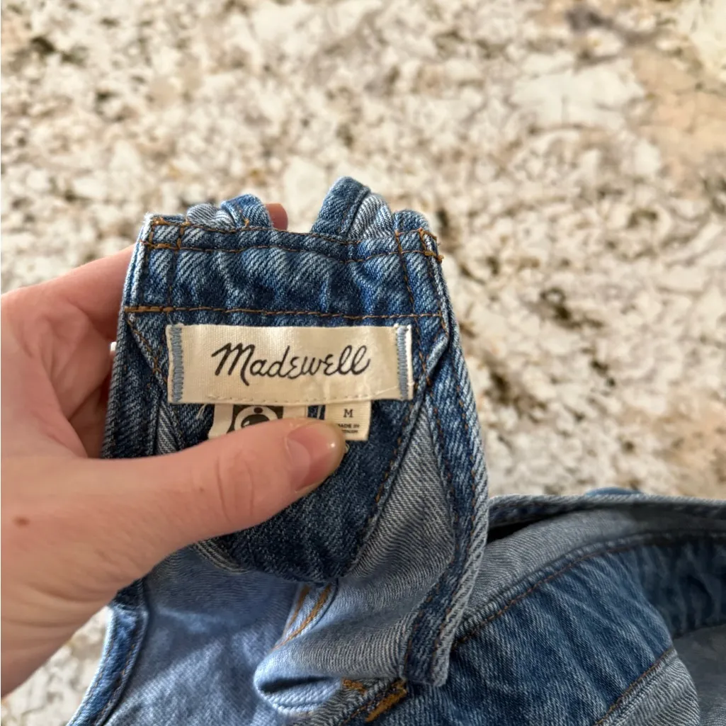 Madewell Denim Short Overalls Biballs Blue Jean Shorts Size M - Image 8