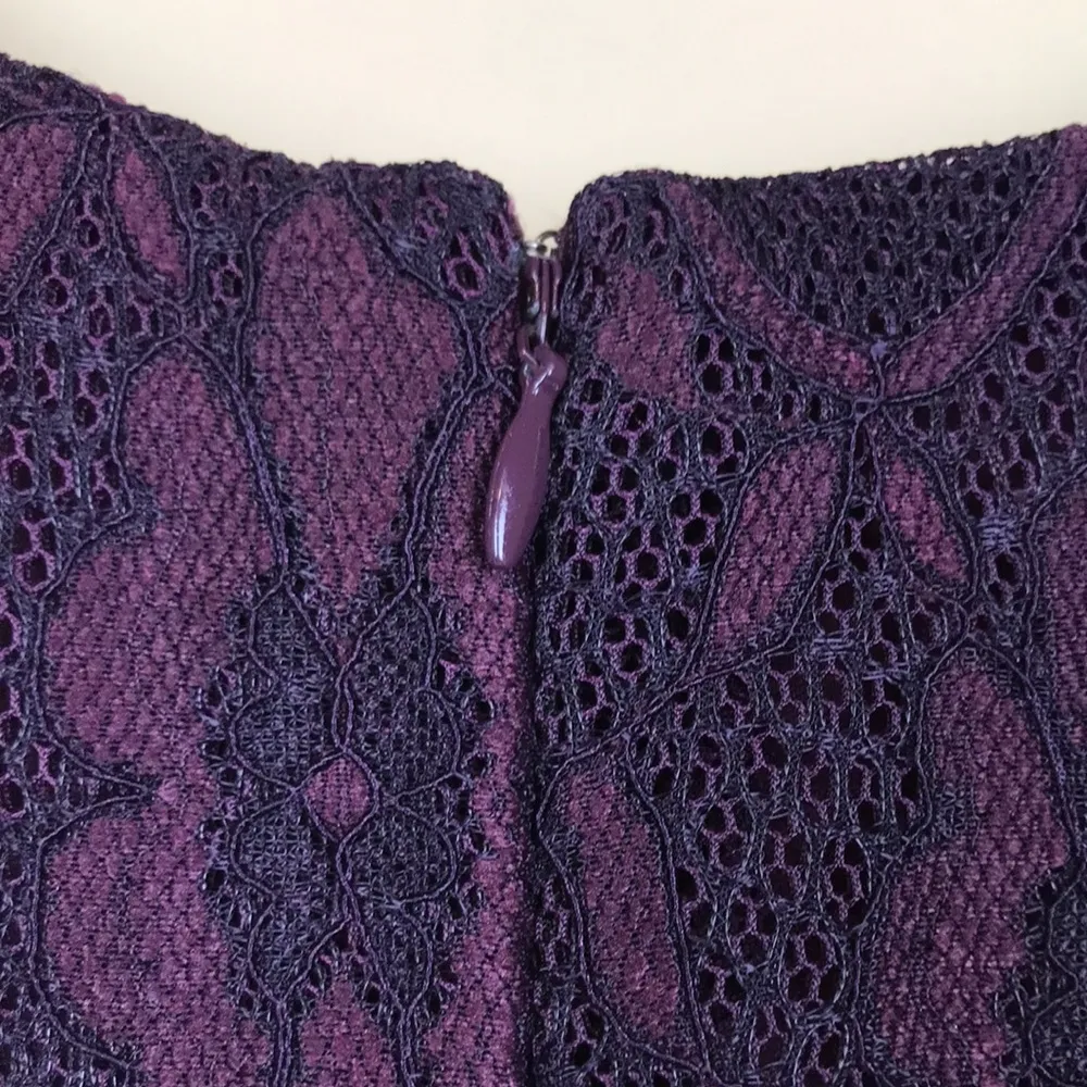 Calvin Klein Women’s Purple Flora Lace Puff Skirt Tank A-Line Dress - Image 6