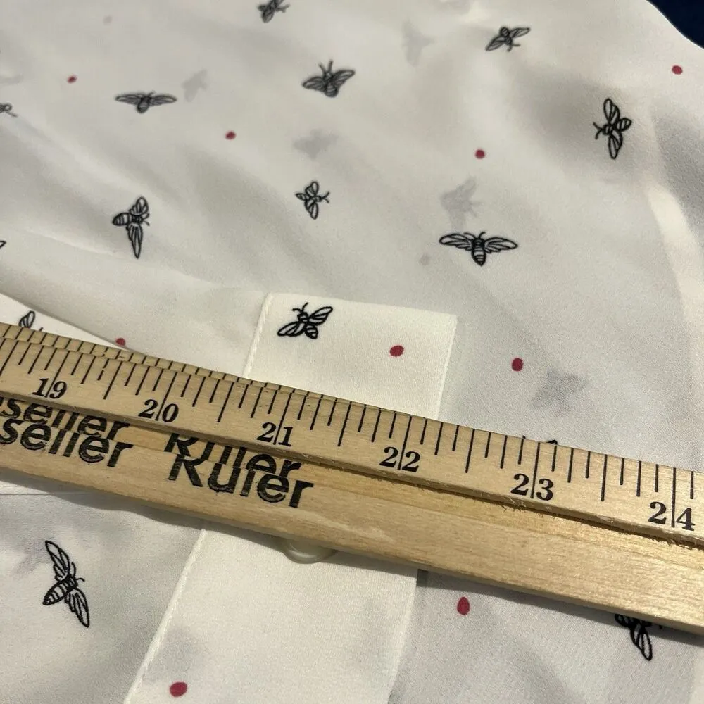 Ann Taylor petite women's LP all over bee patern button up shirt nwt - Image 6