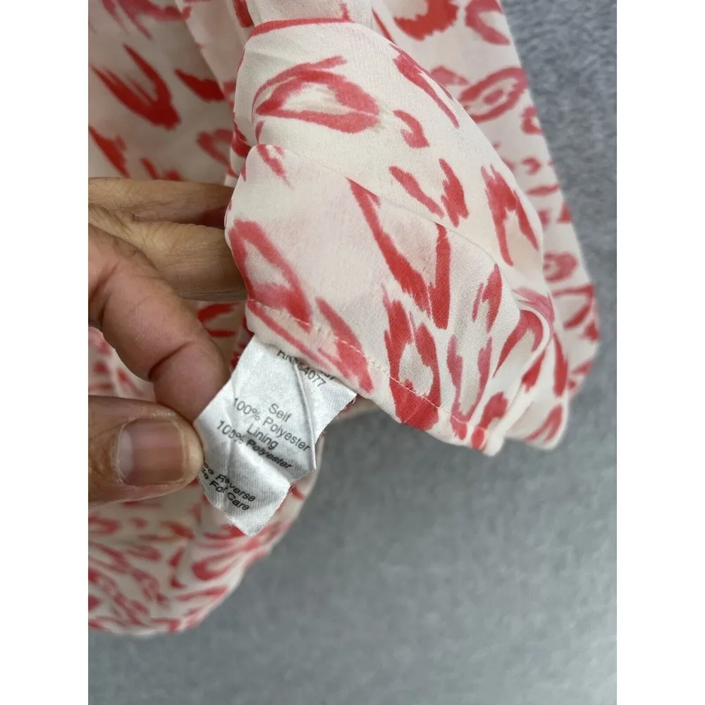 CAbi Women's Blouse Sleeveless Animal Print Size Medium Pink Lined - Image 3