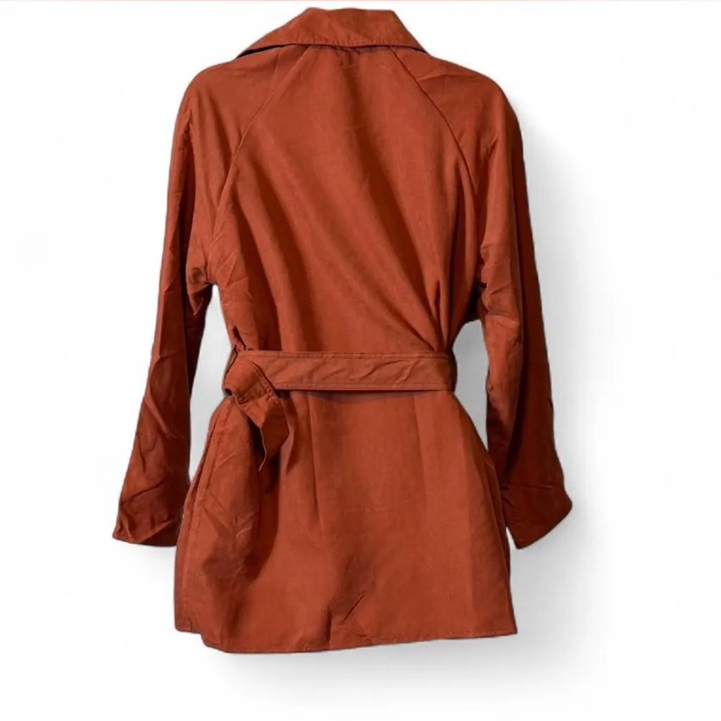 Faux Suede‎ Double Breasted Trench Coat - Image 4