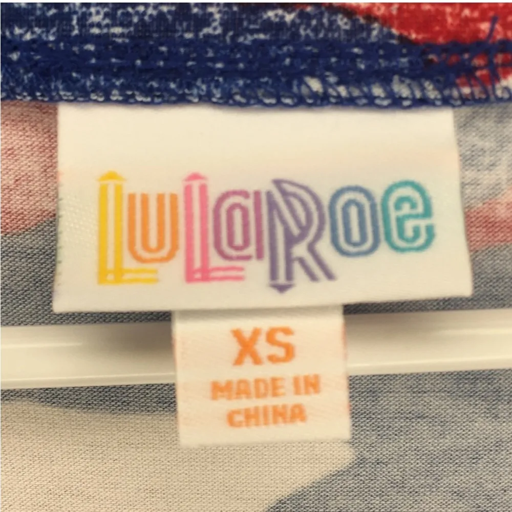 LULAROE Kristina V Neck Tank Top XS Red White Blue Camo America Patriotic USA - Image 8