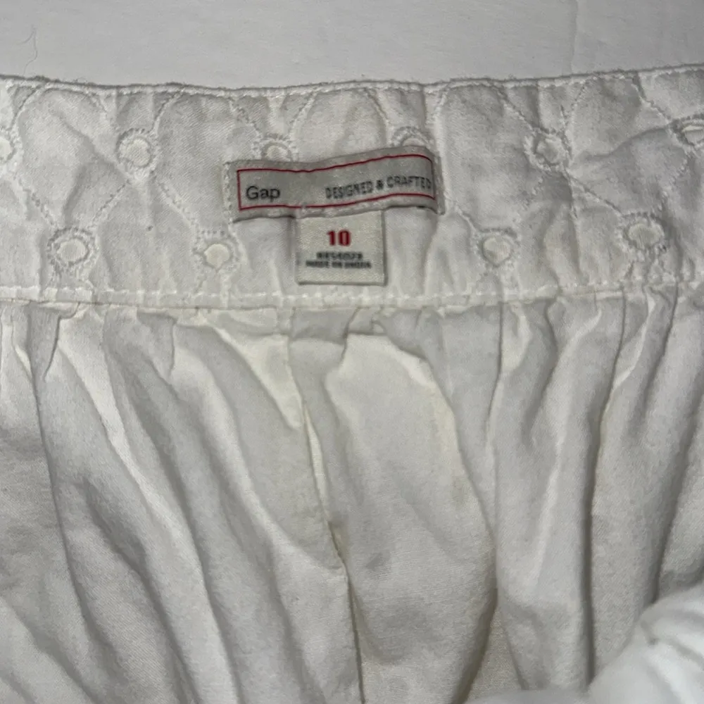 Gap Skirt Womens 10 White Eyelet Gather Short Mini Lined Cotton Summer Spring - Image 5