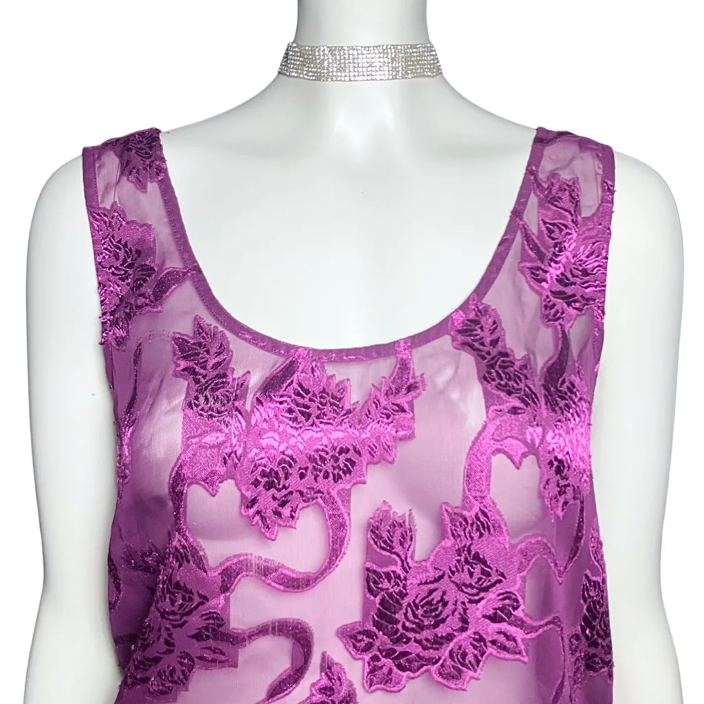Vintage Victoria’s Secret Gold Label Sheer Purple Tank Top. Small. Fairy Brocade - Image 5